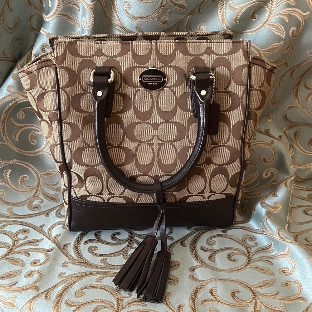 Coach Brown and Tan Signature Tote
